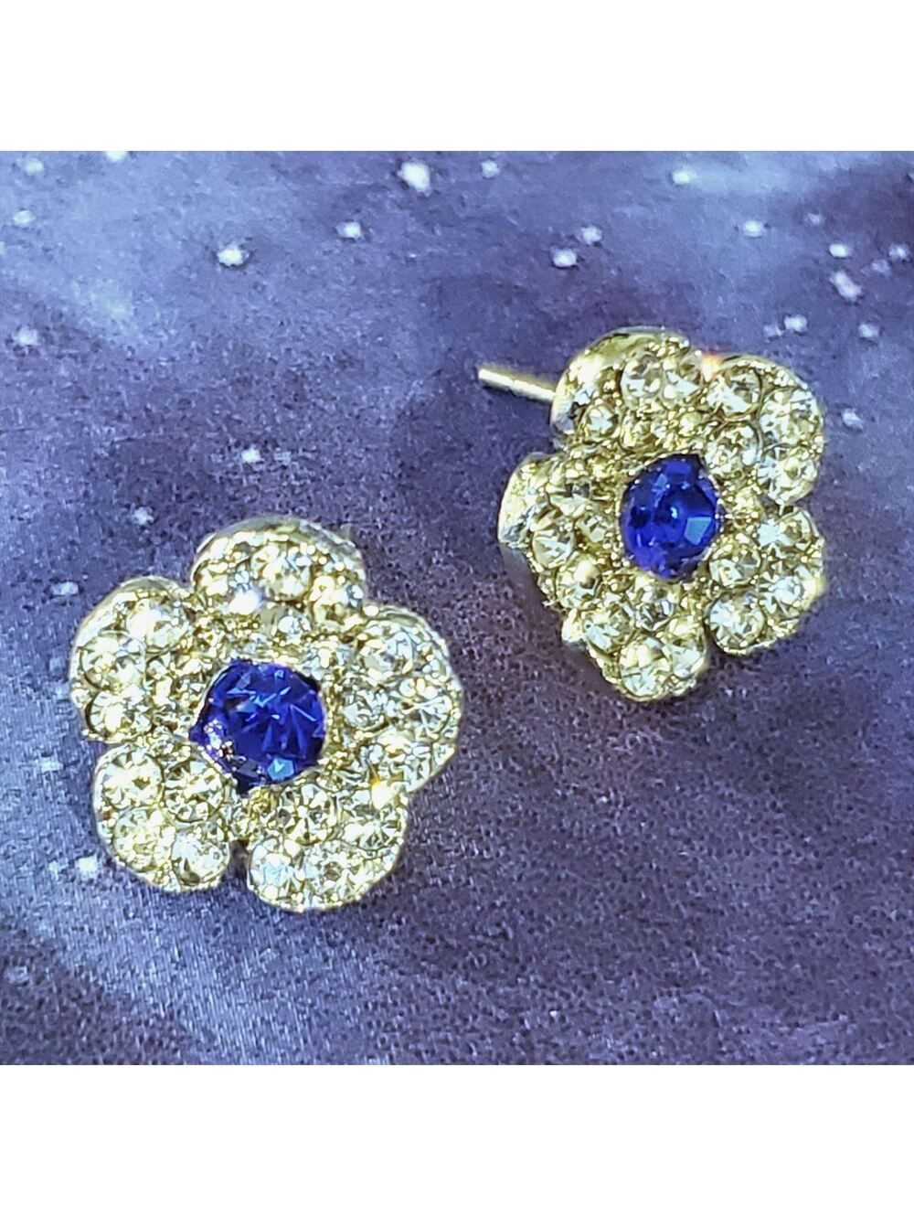 Sapphire Blue Crystal Earrings Lady Di